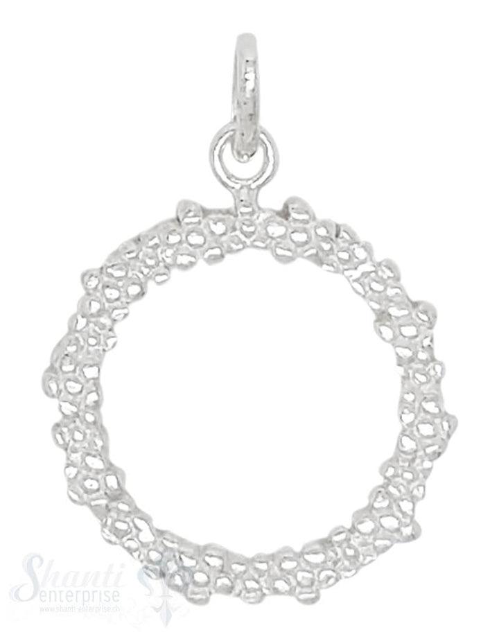 Silberanhänger Kreis 3 mm 20 cm gross Rand getupft mit Öse 20 mm - Shanti Enterprise AG