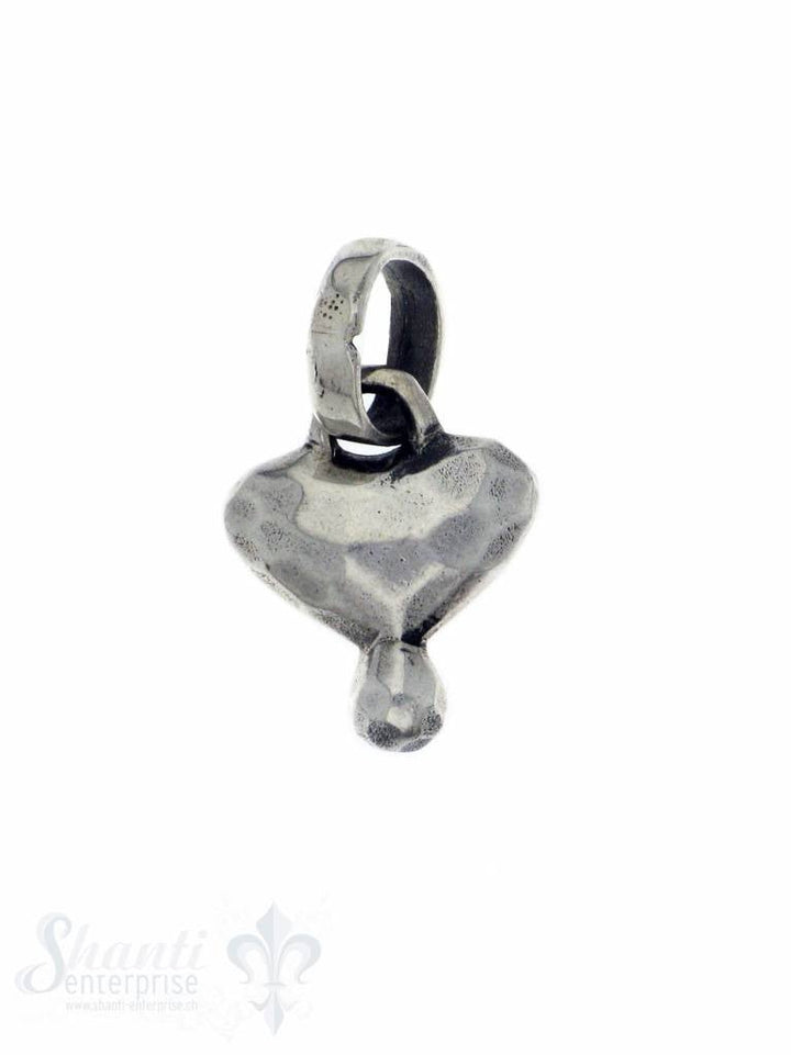 Silberherz gehämmert, mit Tropfen ca. 13,5 x16,5 mm - Shanti Enterprise AG