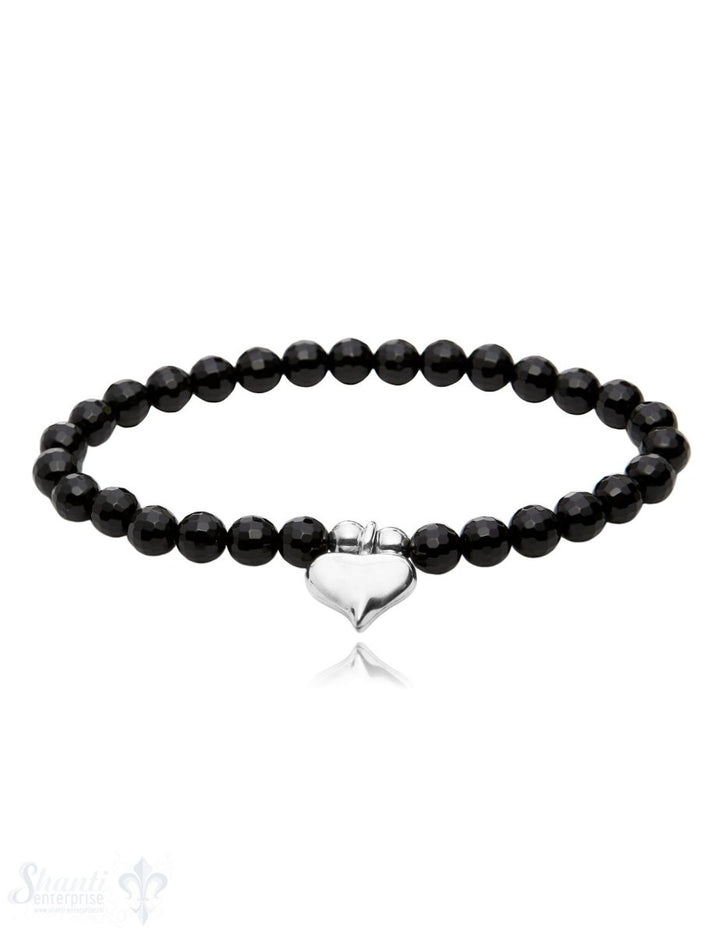 Silberherz mit Edelsteine Armband 6 mm - Shanti Enterprise AG