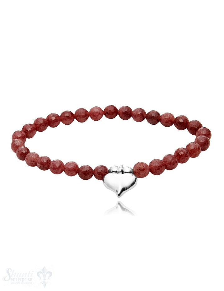 Silberherz mit Edelsteine Armband 6 mm - Shanti Enterprise AG