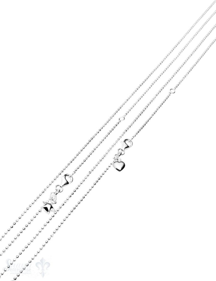 Silberkette Kugel facettiert mit Herz oder Stern 1,5 mm Grössen verstellbar mit Karabiner - Shanti Enterprise AG
