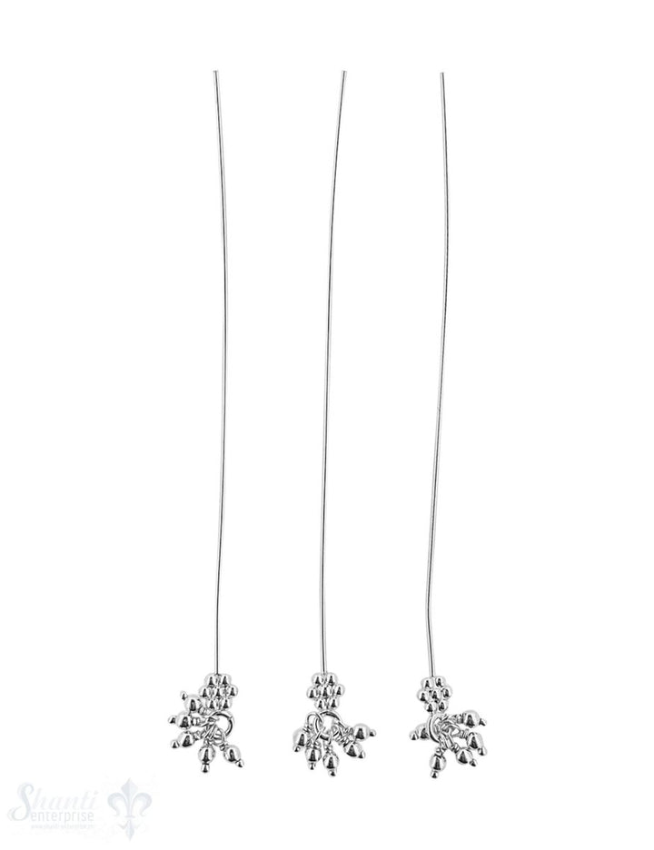 Silbernadel hell 78x0,7 mm Blume mit 5 Tropfen 6 Stk. per Pack ca. 4 gr. - Shanti Enterprise AG
