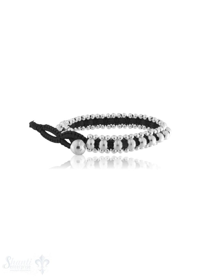 Viskose Armband 8 mm breit mit Silber Kugeln & Knopfverschluss - Shanti Enterprise AG