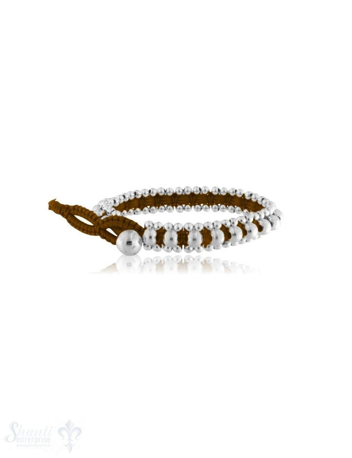 Viskose Armband 8 mm breit mit Silber Kugeln & Knopfverschluss - Shanti Enterprise AG
