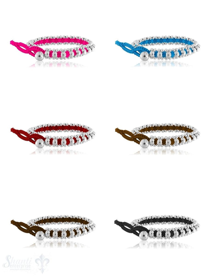 Viskose Armband 8 mm breit mit Silber Kugeln & Knopfverschluss - Shanti Enterprise AG