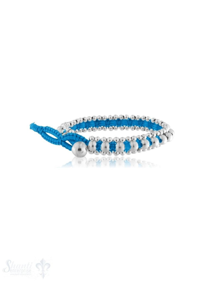 Viskose Armband 8 mm breit mit Silber Kugeln & Knopfverschluss - Shanti Enterprise AG