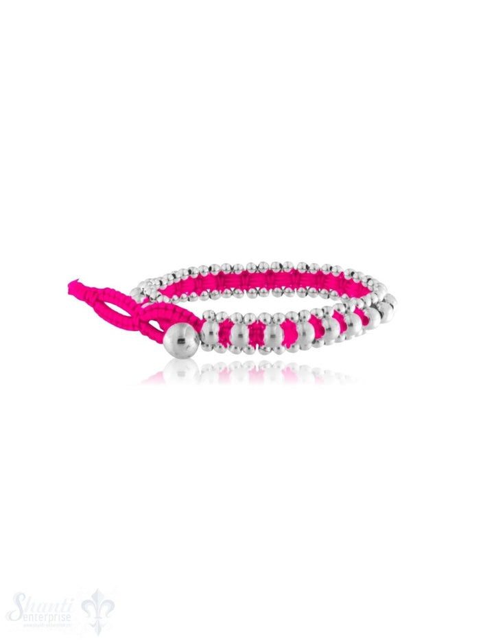 Viskose Armband 8 mm breit mit Silber Kugeln & Knopfverschluss - Shanti Enterprise AG