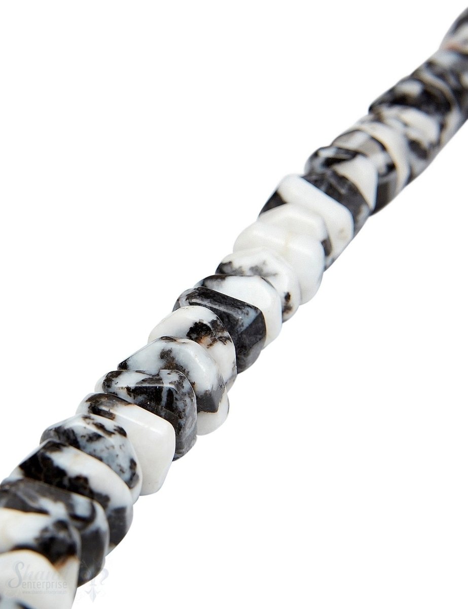 Zebra-Marmor Strang schwarz-weiss gekantet Rondellen 16 mm AA (12-16 mm) unregelmässig 8 mm breit - Shanti Enterprise AG