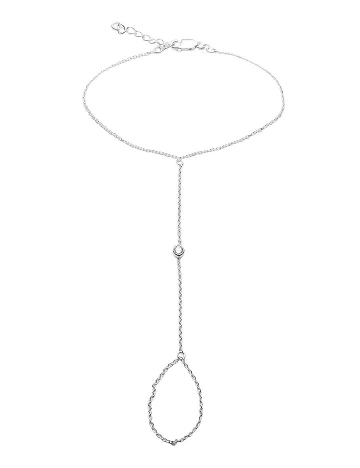 Zirkonia Handrücken Armband mit Ankerkette verstel lbar 17-20 cm mit Karabiner Silber 925 - Shanti Enterprise AG