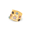 Fächer Fingerring mit 7 facettierten Steinen multicolor