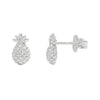 Ananas Ohrstecker 8x5 mm strukturiert Silber 925 ec