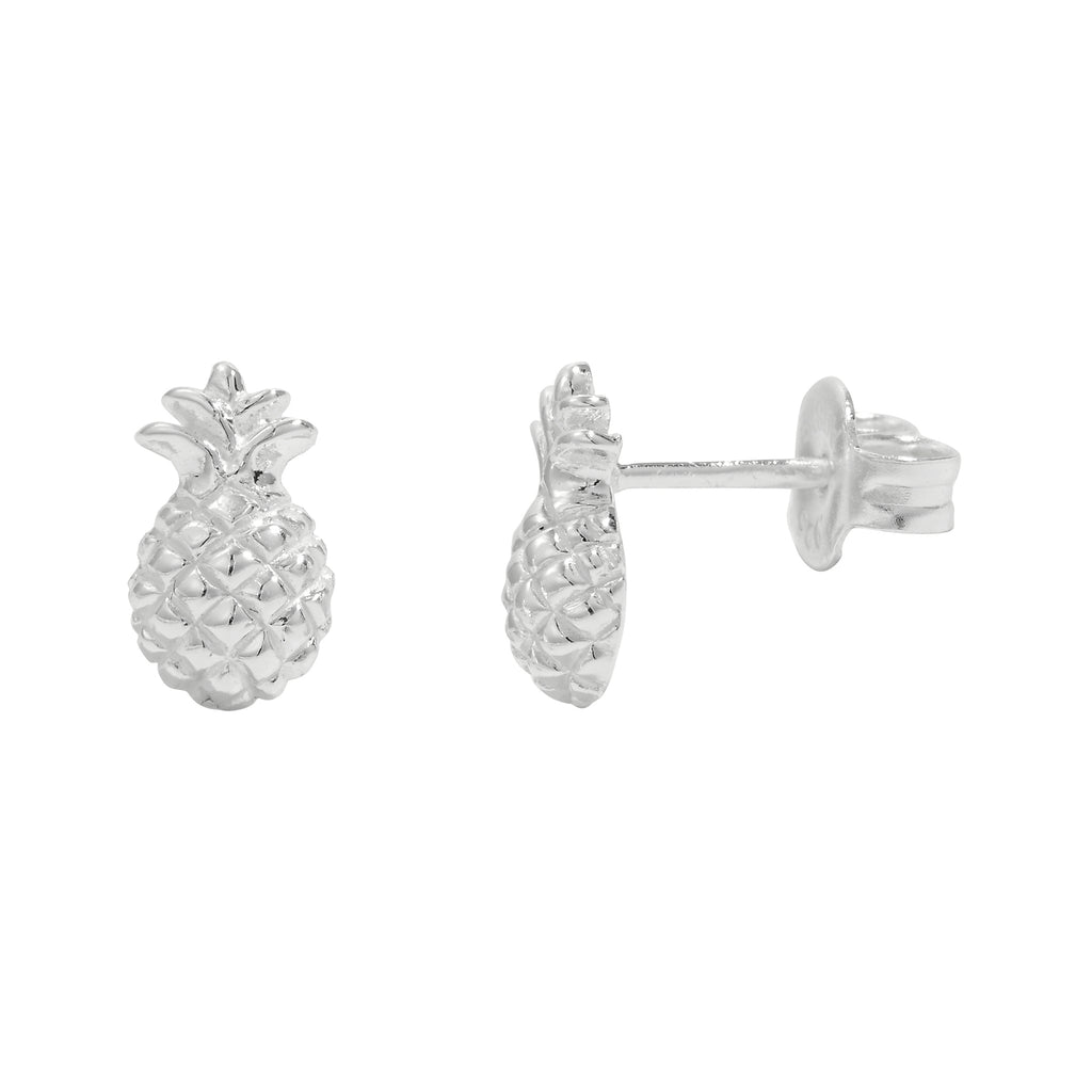 Ananas Ohrstecker 8x5 mm strukturiert Silber 925 ec