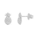 Ananas Ohrstecker 8x5 mm strukturiert Silber 925 ec