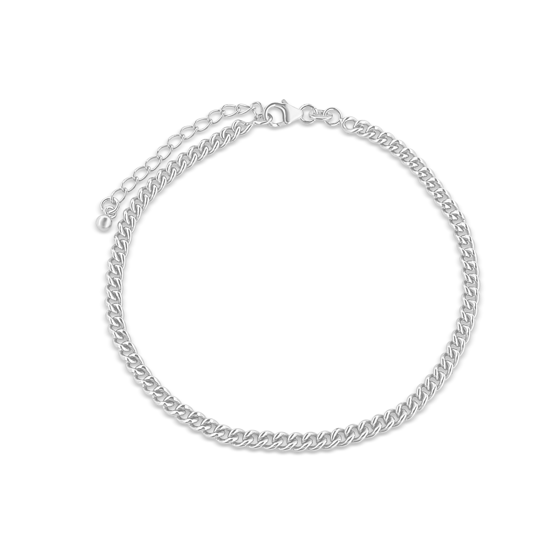 Panzer 3.4 mm Fusskette gerundet 21-25 cm Grösse verstellbar Karabiner poliert