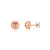 Ohrstecker Silber hell  facettiert quadratisch Fassung doppelreihig gepunktet 9x9mm