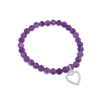 Edelstein Armband 6mm mit Herzanhänger auf Elast 18 cm