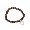 Edelstein Armband 6mm mit Herzanhänger auf Elast 18 cm