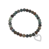 Edelstein Armband 6mm mit Herzanhänger auf Elast 18 cm