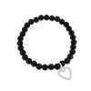 Edelstein Armband 6mm mit Herzanhänger auf Elast 18 cm