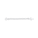 Kettenverlängerung Silber Panzer 4,5x3 mm mit Kreuz am Ende Länge 6 cm mit Federring Verschluss