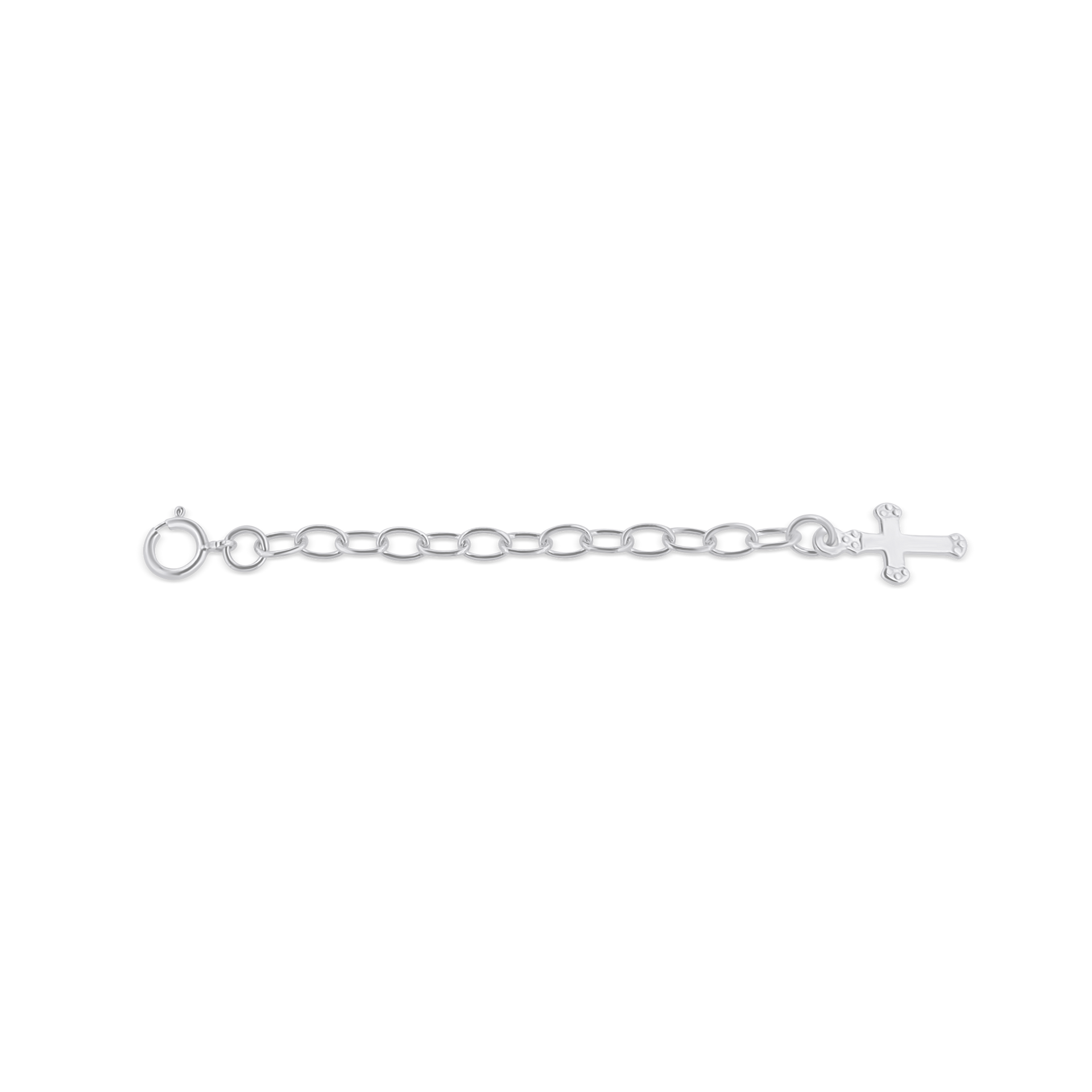 Kettenverlängerung Silber Panzer 4,5x3 mm mit Kreuz am Ende Länge 6 cm mit Federring Verschluss