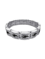 14 mm breites Herren Edelstahl Armkette mit Klick Verschluss graviertem Tribal Edelstahl