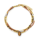 3-reihiges Armband mit Natursteinen und Miyuki Perlen verstellbar 17.5-20 cm Edelstahl hochwertig veredelt