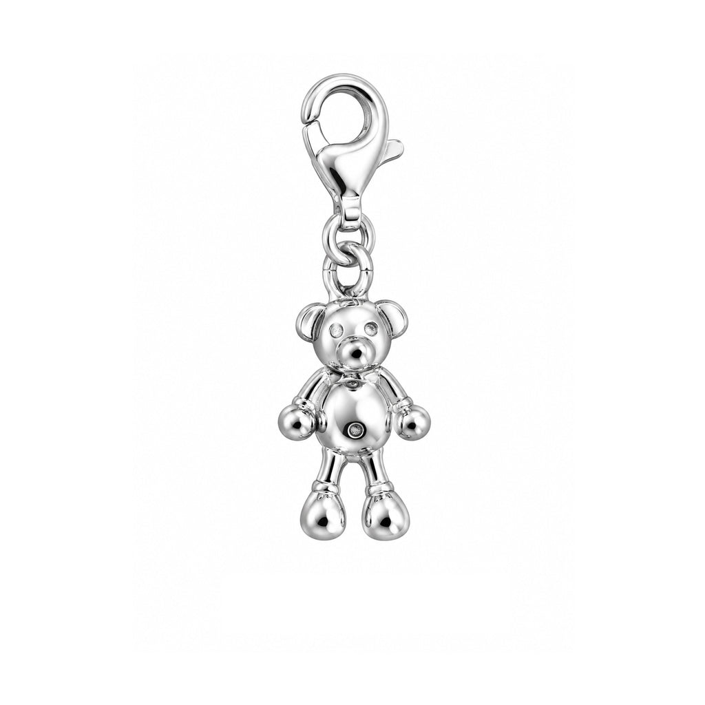 Anhänger Silber hell Teddybär 19x10 mm mit Karabin er