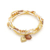 6 - reihiges Armband Edelstahl 18K vergoldet mit Zirkonia und Edelsteinen elastisch 19 cm - Shanti Enterprise AG