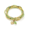 6 - reihiges Armband Edelstahl 18K vergoldet mit Zirkonia und Edelsteinen elastisch 19 cm - Shanti Enterprise AG