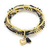 6 - reihiges Armband Edelstahl 18K vergoldet mit Zirkonia und Edelsteinen elastisch 19 cm - Shanti Enterprise AG