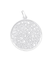 Amulett Anhänger 31 mm Blütenmuster durchbrochen mit Öse Silber hell 925
