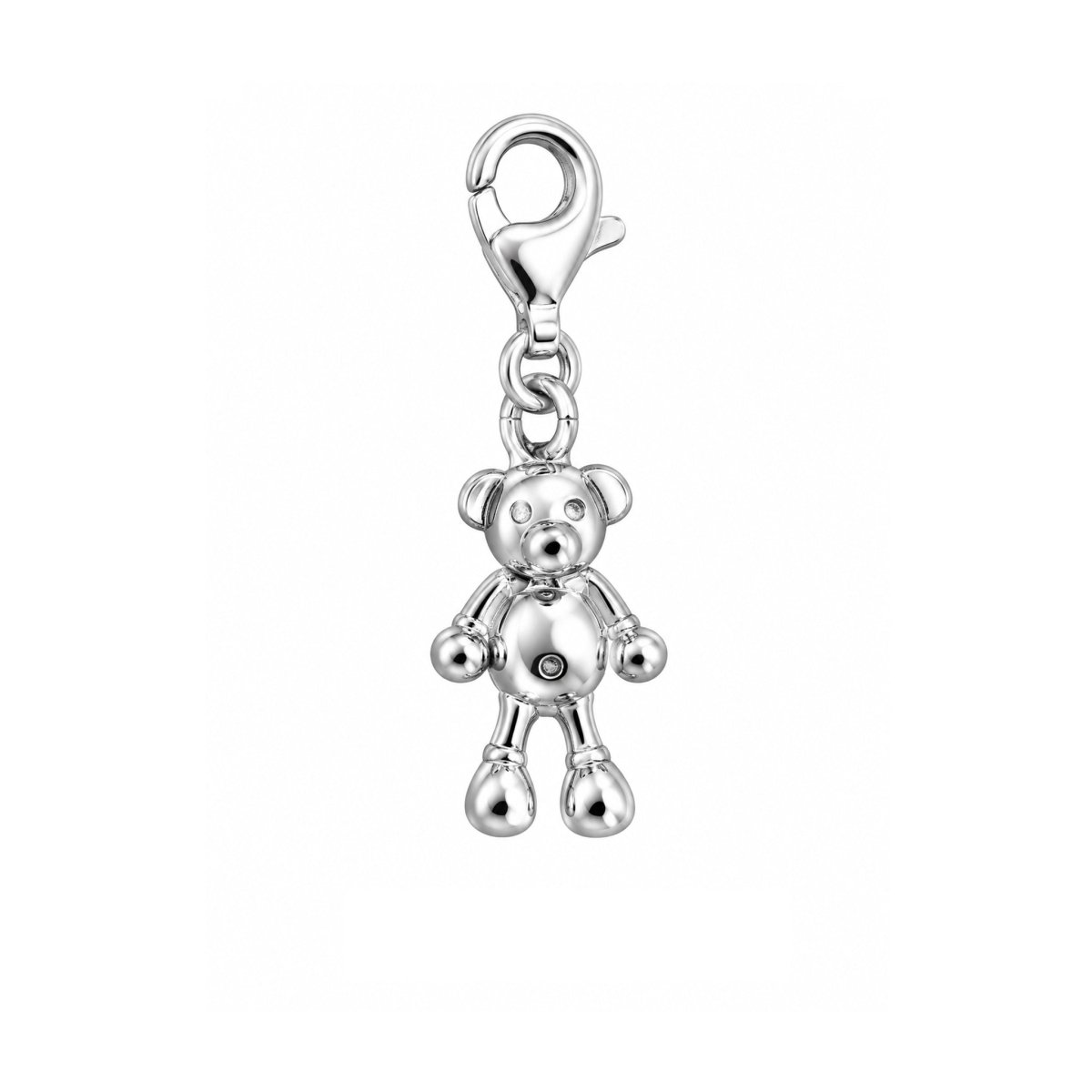 Anhänger Silber hell Teddybär 19x10 mm mit Karabin er - Shanti Enterprise AG