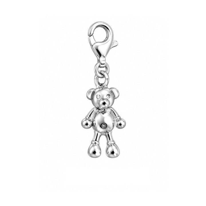 Anhänger Silber hell Teddybär 19x10 mm mit Karabin er - Shanti Enterprise AG