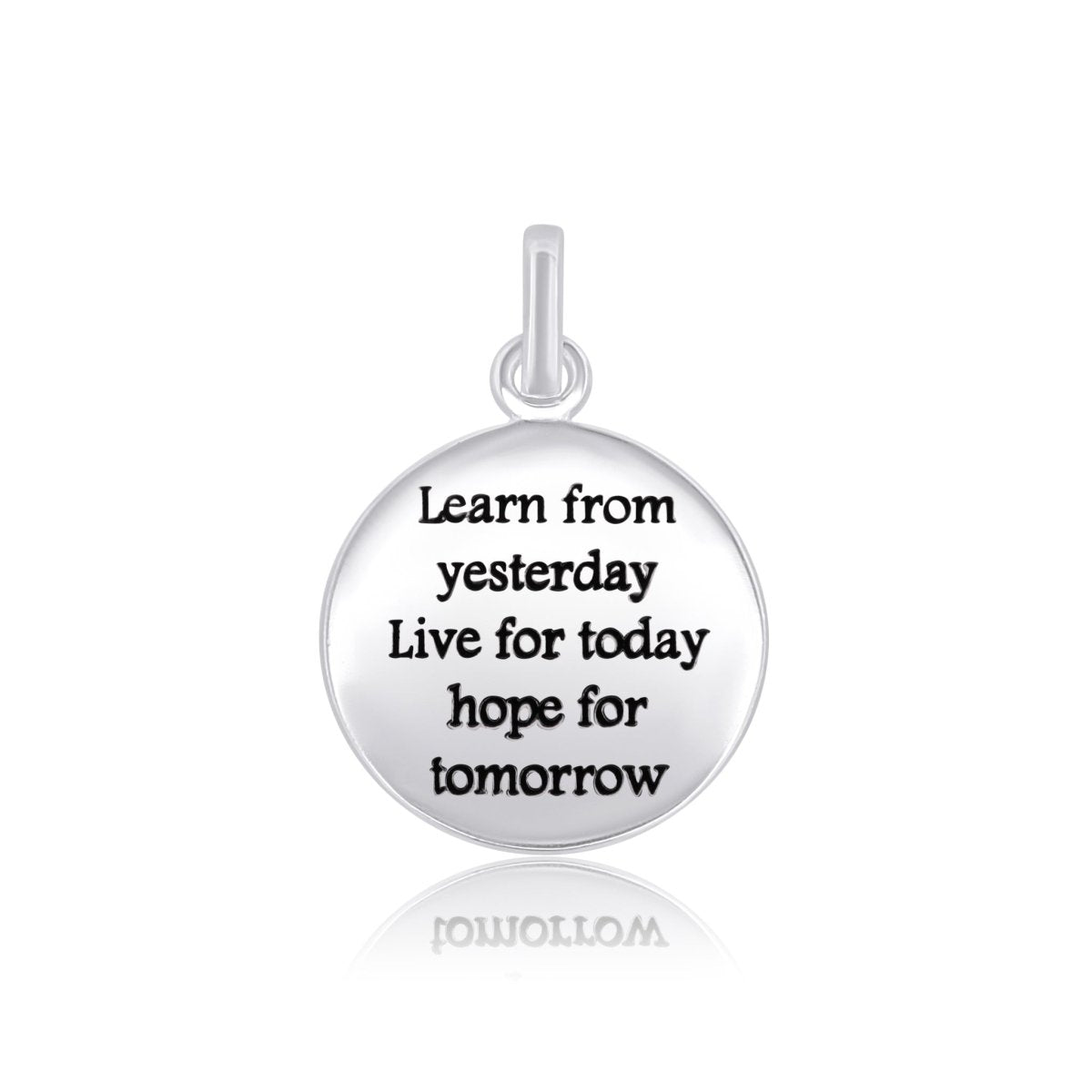 Anhänger, Learn from yesterday Live... Plaquette rund mit Text D, 16mm Dicke, 0.85mm - Shanti Enterprise AG