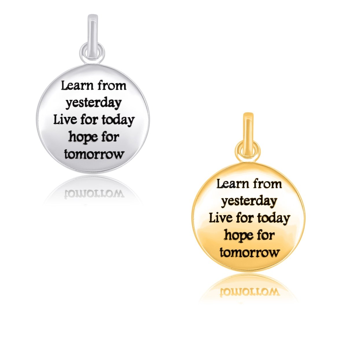 Anhänger, Learn from yesterday Live... Plaquette rund mit Text D, 16mm Dicke, 0.85mm - Shanti Enterprise AG