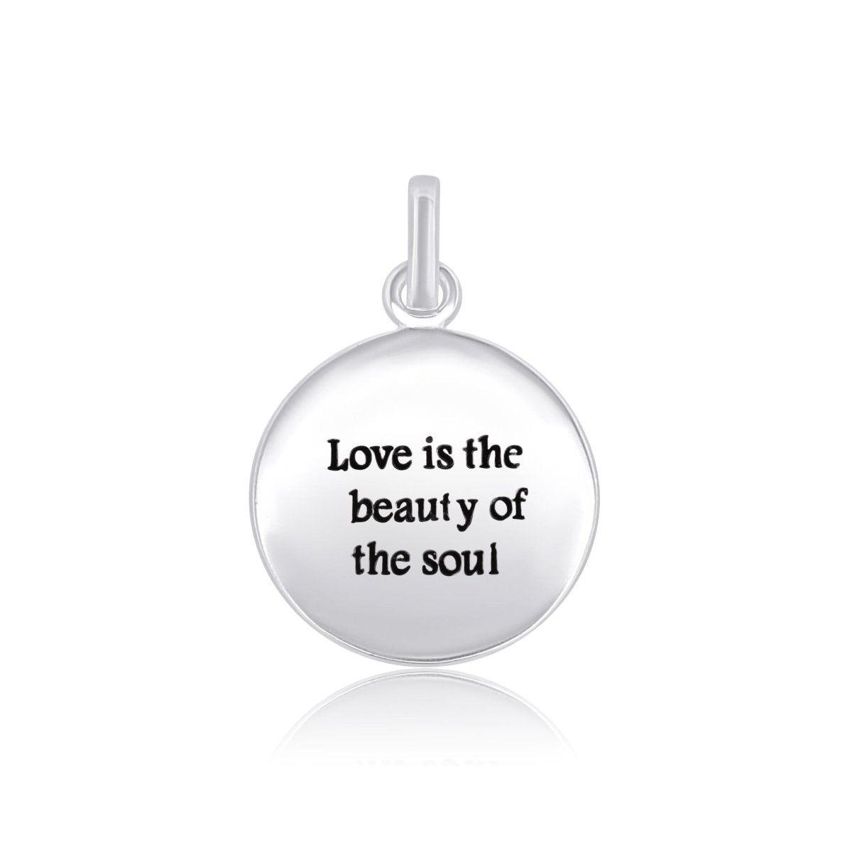 Anhänger, Love is the beauty of soul Plaquette rund mit Text D, 16mm Dicke, 0.85mm - Shanti Enterprise AG
