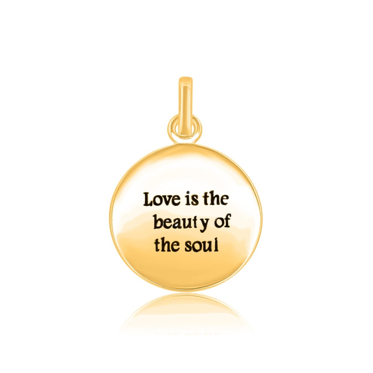 Anhänger, Love is the beauty of soul Plaquette rund mit Text D, 16mm Dicke, 0.85mm - Shanti Enterprise AG