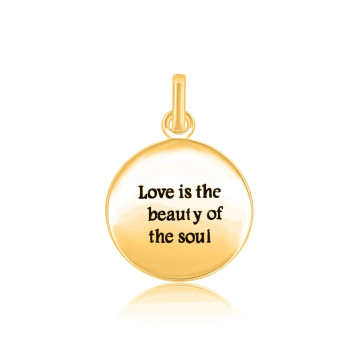 Anhänger, Love is the beauty of soul Plaquette rund mit Text D, 16mm Dicke, 0.85mm - Shanti Enterprise AG