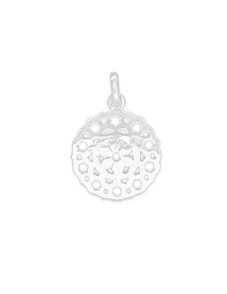 Anhänger Silber hell Amulett Blume durchbrochen 18 mm mit Öse - Shanti Enterprise AG