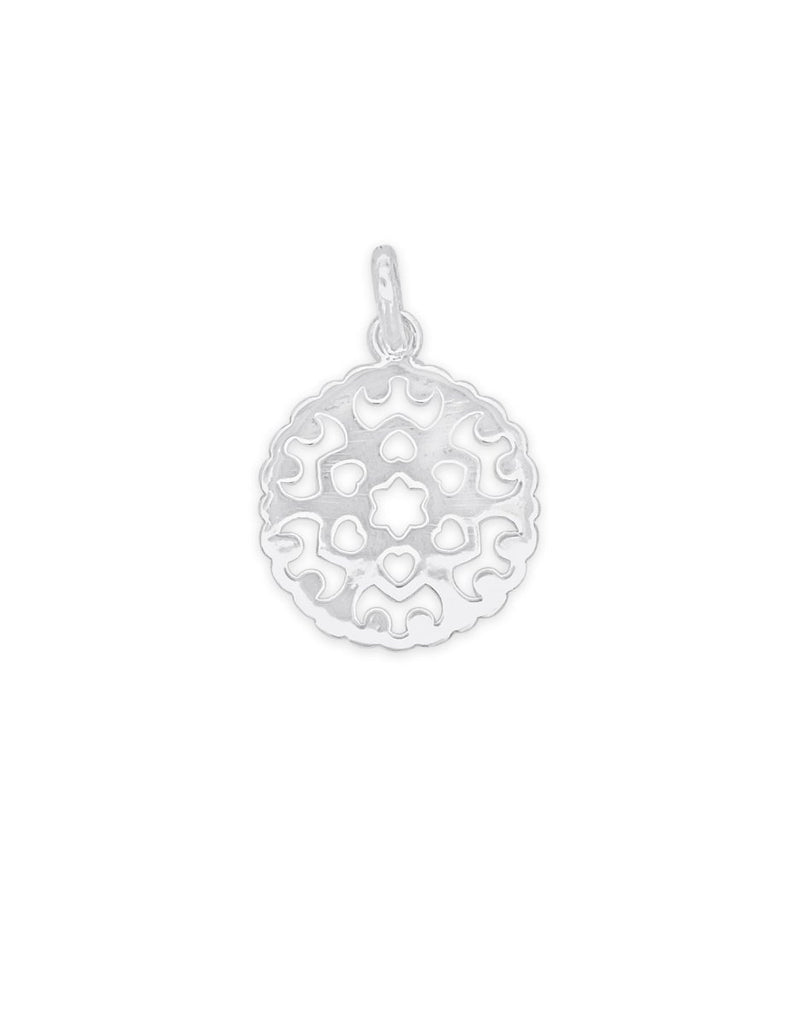 Anhänger Silber hell Amulett Blume durchbrochen 18 mm mit Öse - Shanti Enterprise AG