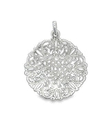 Anhänger Silber hell Amulett Blumenmuster filigran durchbrochen 28 mm mit Öse