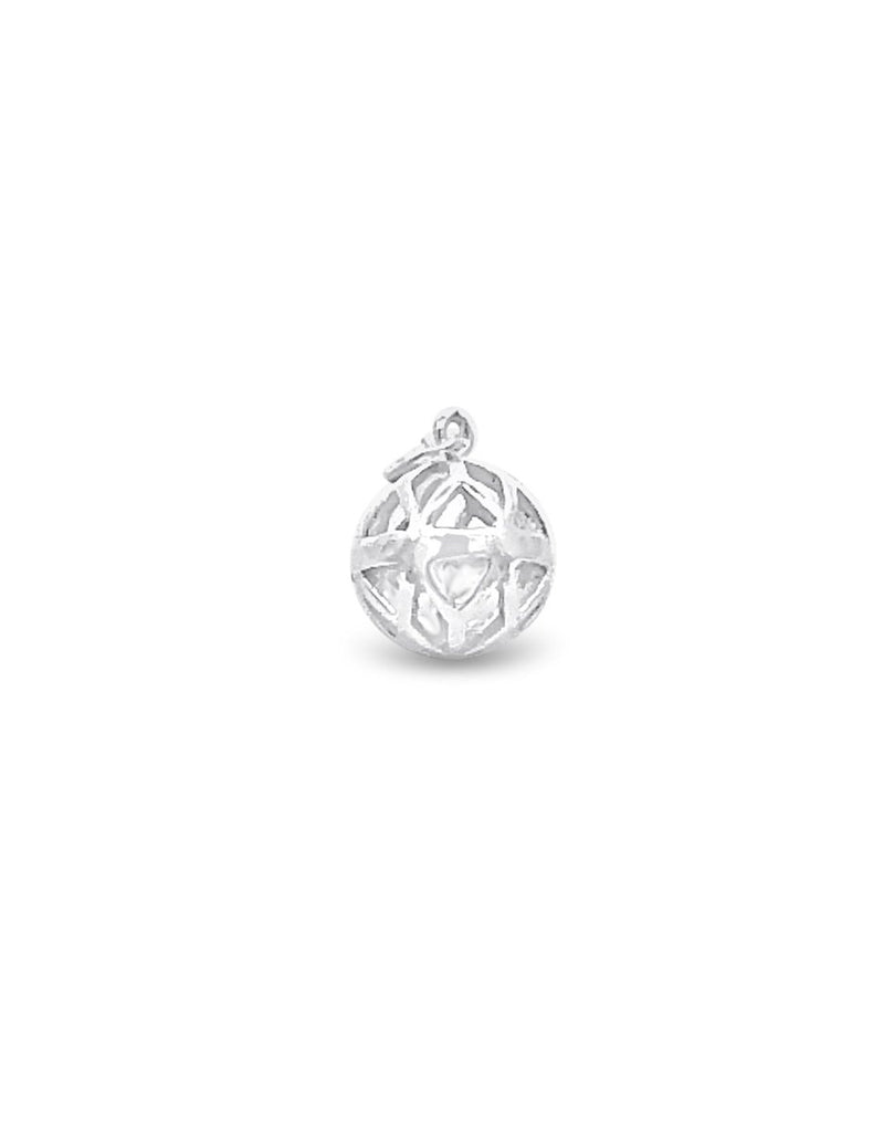 Anhänger Silber hell Kugel Blumenmuster 12 mm durchbrochen mit Öse - Shanti Enterprise AG