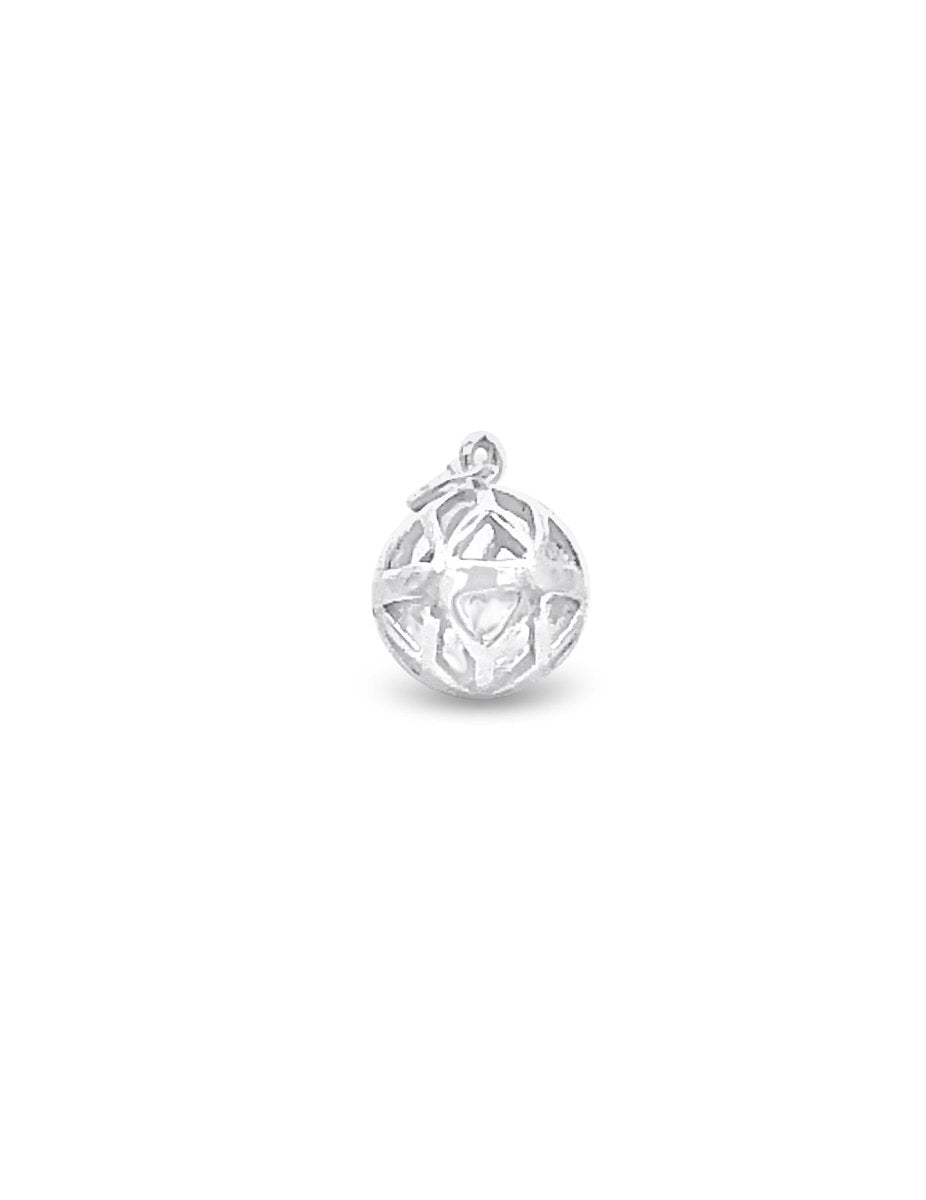 Anhänger Silber hell Kugel Blumenmuster 12 mm durchbrochen mit Öse - Shanti Enterprise AG