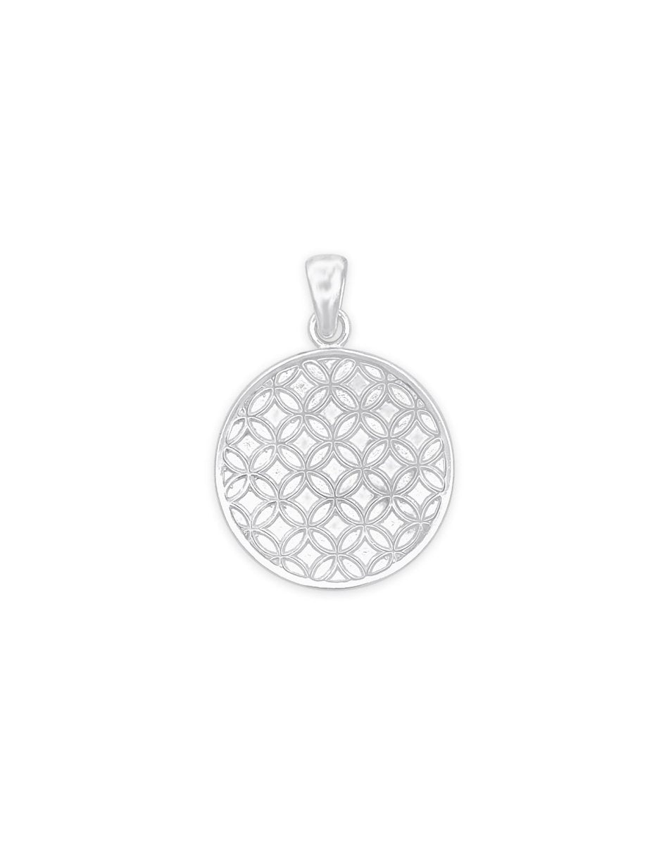 Anhänger Silber hell Medaillon Blume des Lebens 24 mm innen matt Öse lose - Shanti Enterprise AG