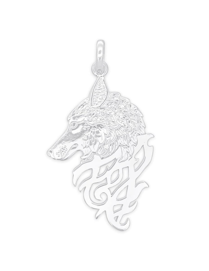 Anhänger Silber hell Wolfskopf mit Verzierung 44x28 mm Öse lose - Shanti Enterprise AG