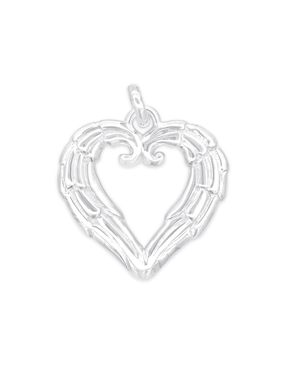 Anhänger Silber Herz hell Flügel gerahmt 29x28 mm Öse lose - Shanti Enterprise AG