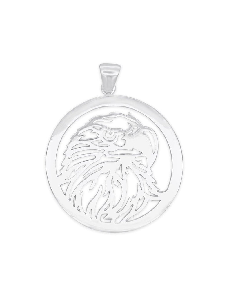Anhänger Silber Medaillon durchbrochen Adlerkopf 40 mm mit loser Öse - Shanti Enterprise AG
