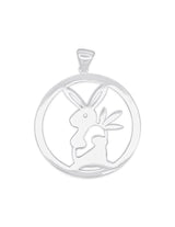 Anhänger Silber Medaillon durchbrochen Hase mit Karotte 40 mm mit Öse lose