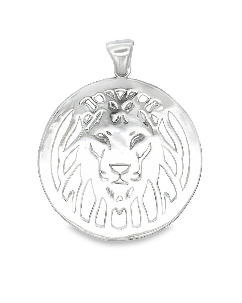 Anhänger Silber Medaillon durchbrochen Löwenkopf frontal 40 mm mit Öse lose - Shanti Enterprise AG